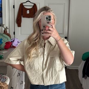 Karlie Beige Button-Up Women's Shirt